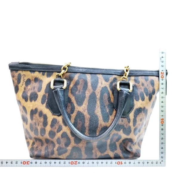 Dolce & Gabbana Leopard Print Shoulder Bag Coated Canvas Shoulder bag /hand bag - Picture 2 of 8